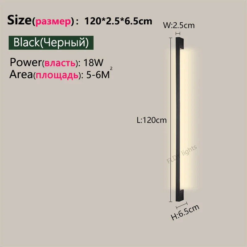 Modern Minimalist Long Wall Lamp LED Wall Mounted Light Indoor Living Room Bedroom Background Lamp Home Decora Fixtures 110/220V