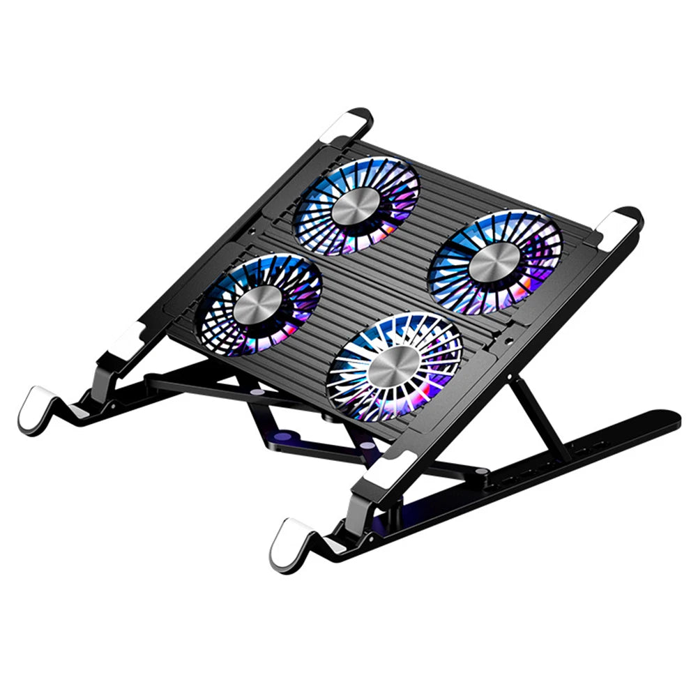 Notebook Stand with 2/4 Fans Foldable Laptop Cooling Fan RGB Silent Gaming Laptop Cooler Fan 7 Height for 11-17.3 Inch Laptops
