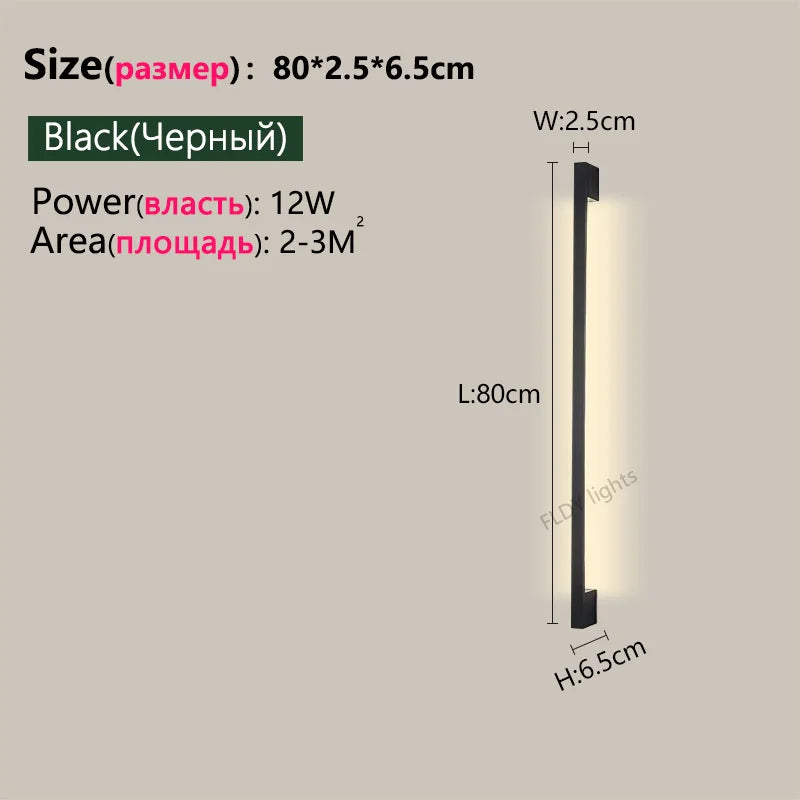 Modern Minimalist Long Wall Lamp LED Wall Mounted Light Indoor Living Room Bedroom Background Lamp Home Decora Fixtures 110/220V