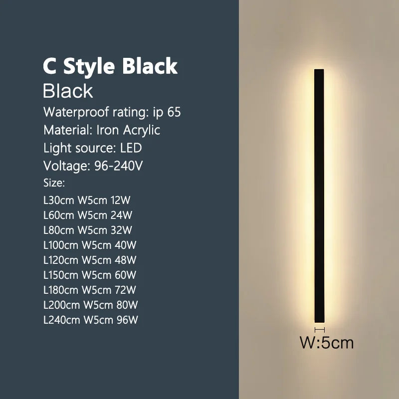 Outdoor waterproof wall lamp LED strip background wall lamp stair garden lamp living room bedroom bedside ip65 wall lights
