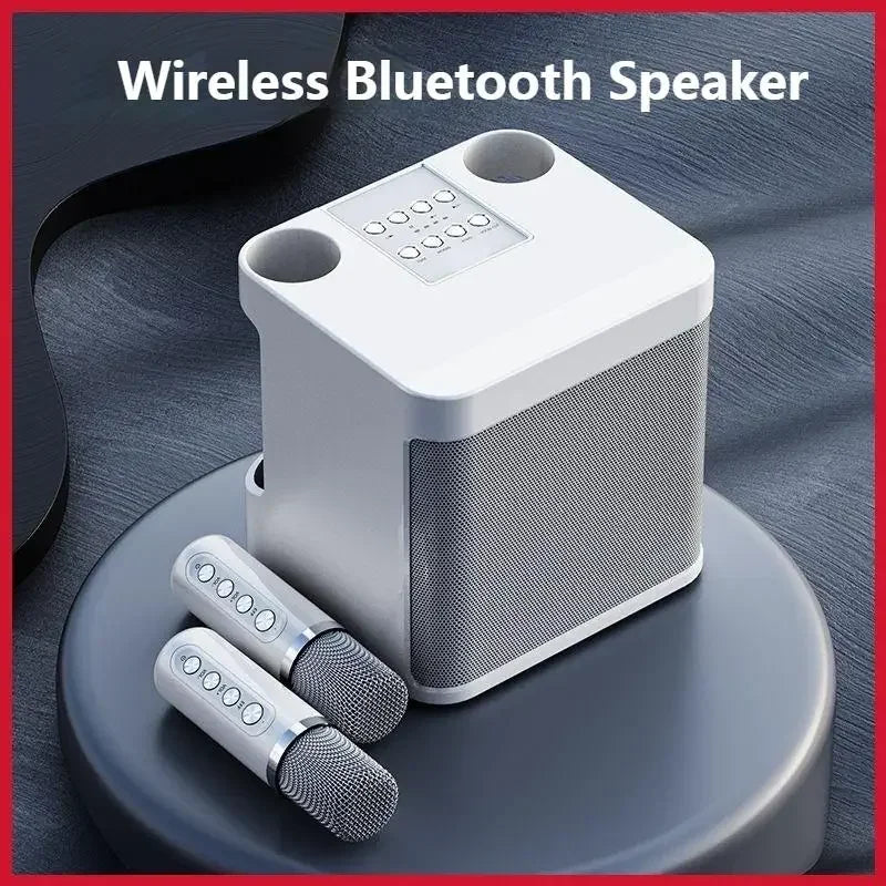 Powerful 10W Wireless Portable Bluetooth Speaker With Dual Microphone Sound Outdoor Family Party Karaoke Subwoofer Boom Box