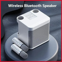 Powerful 10W Wireless Portable Bluetooth Speaker With Dual Microphone Sound Outdoor Family Party Karaoke Subwoofer Boom Box