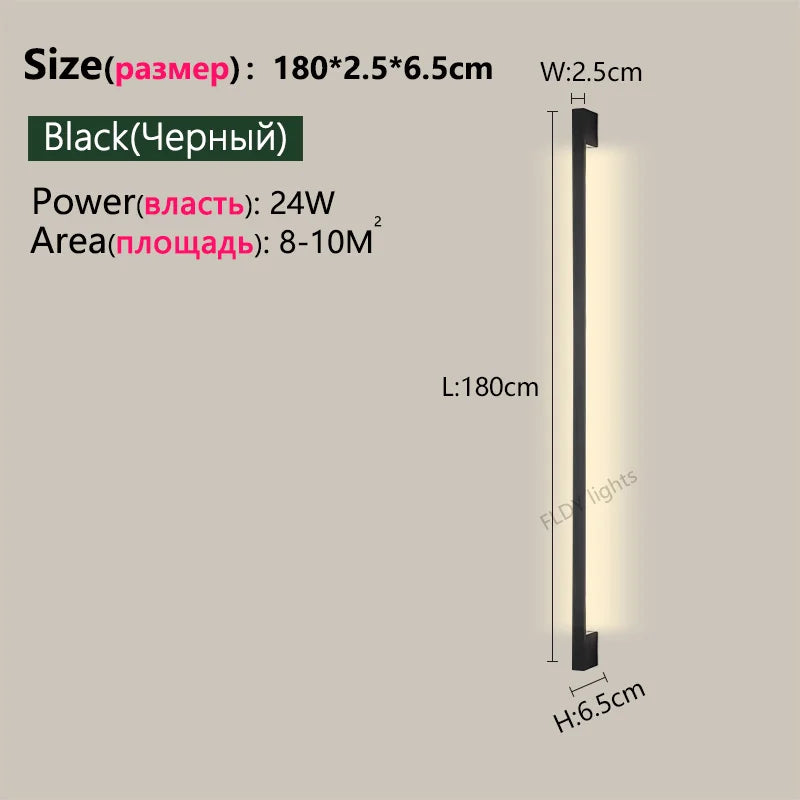 Modern Minimalist Long Wall Lamp LED Wall Mounted Light Indoor Living Room Bedroom Background Lamp Home Decora Fixtures 110/220V