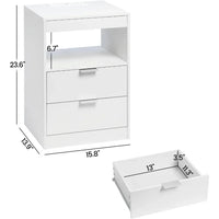 LED Nightstands  Nightstand with Wireless Charging Station 2 Drawers, Modern Bedroom End Side Table with LED Lights