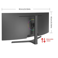 Monitor with adjustable stand feature shown on a white background