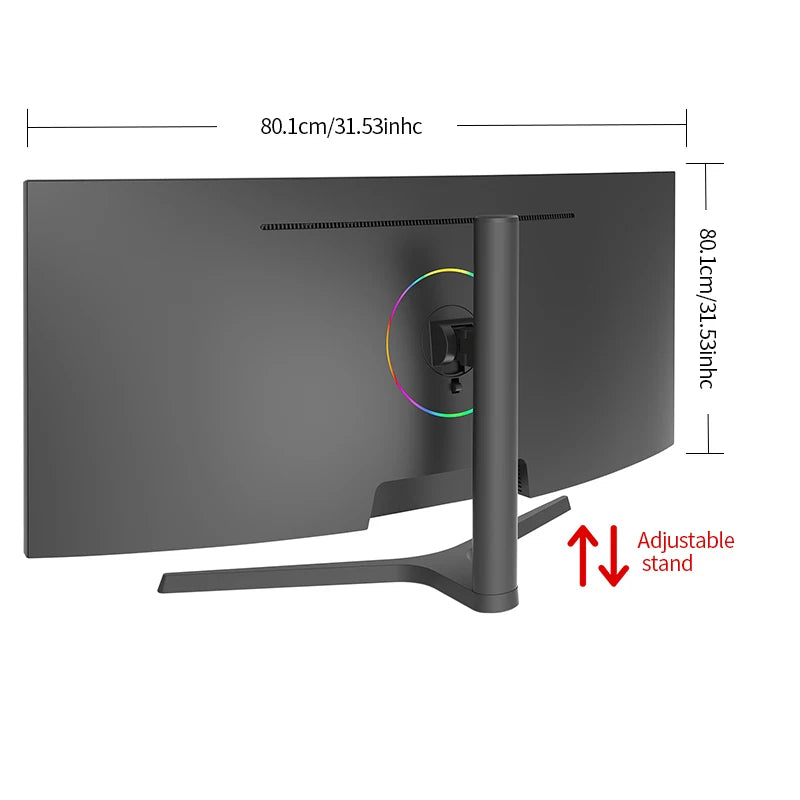 Monitor with adjustable stand feature shown on a white background