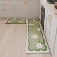 Floral Kitchen Floor Mat Non-Slip Oil Resistant Carpet Diatomaceous Mud Absorbent Foot Mat Home Decoration