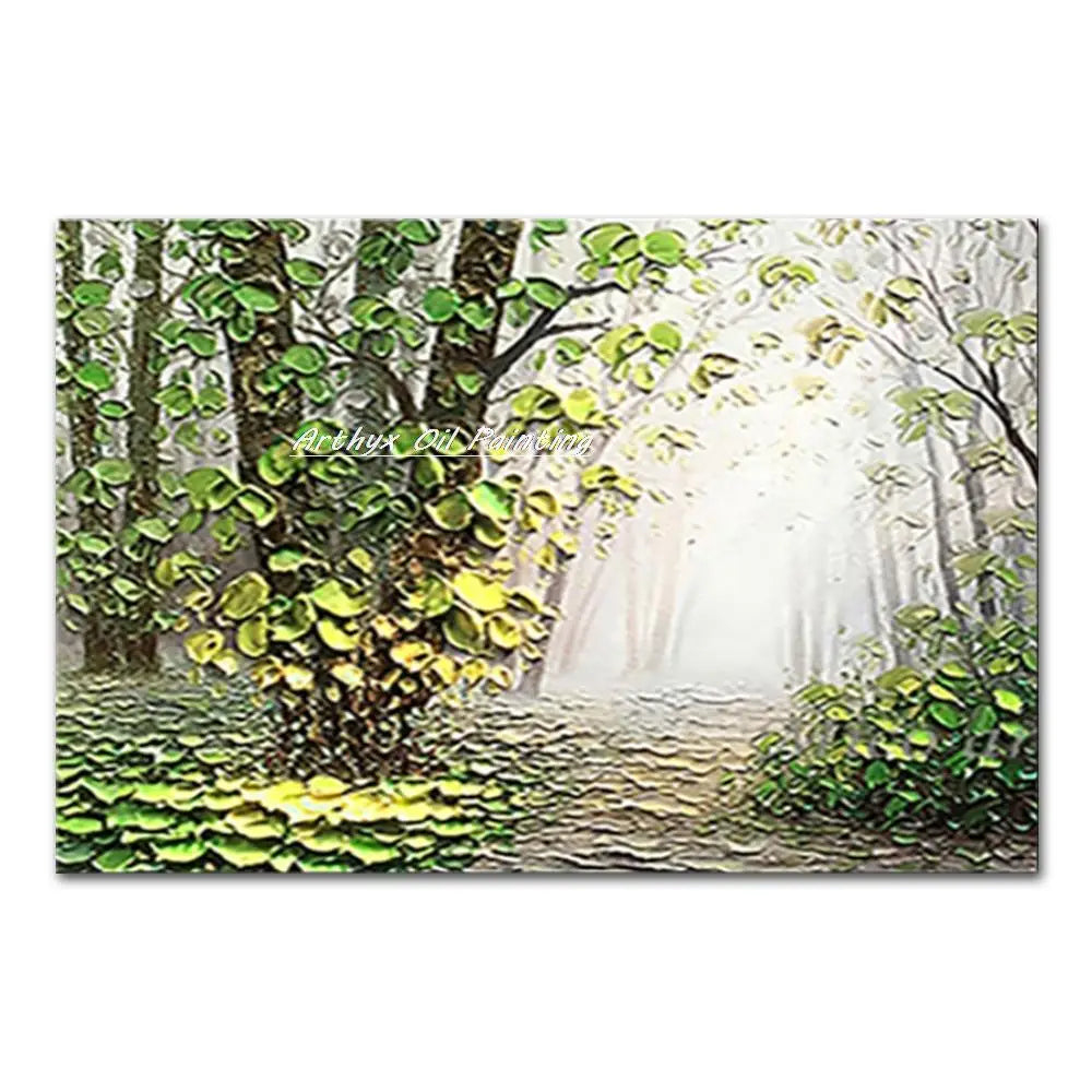 Arthyx,Abstract Texture 3D Gold Tree Landscape Oil Paintings on Canvas,Handmade Wall Art Picture For Living Room Home Decoration
