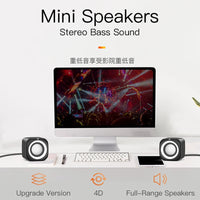 Desktop Wired USB Computer Dual Speaker for Laptop PC Phone 4D Suround Stereo Subwoofer AUX Playback Deep Bass Sound Loudspeaker
