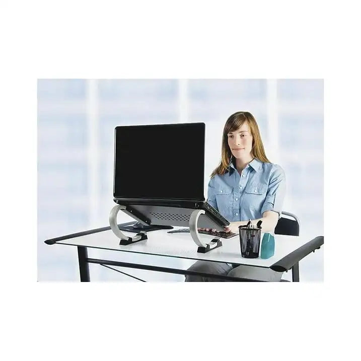 Allsop Redmond Adjustable Laptop Stand, Vented Curved Sturdy Metal Ergonomic Riser (30498)