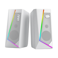 Redragon GS520 RGB Desktop Speakers, 2.0 Channel PC Stereo Speaker with 6 Colorful LED Modes, Enhanced Sound, White/Pink