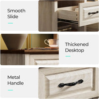 Night Stand 18.9" Farmhouse Wood Night Stand with Type-C Charging Station Open Storage Shelf Nightstands with Drawer Side Table