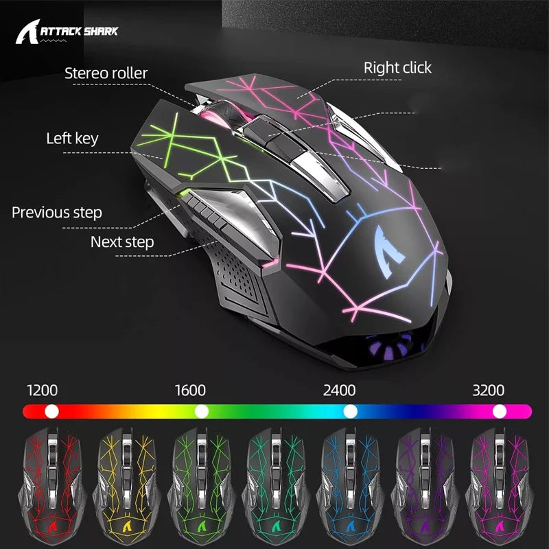 ATTACK SHARK T3 RGB Wireless Gaming Keyboard Mouse Combo,Rechargeable Mechanical