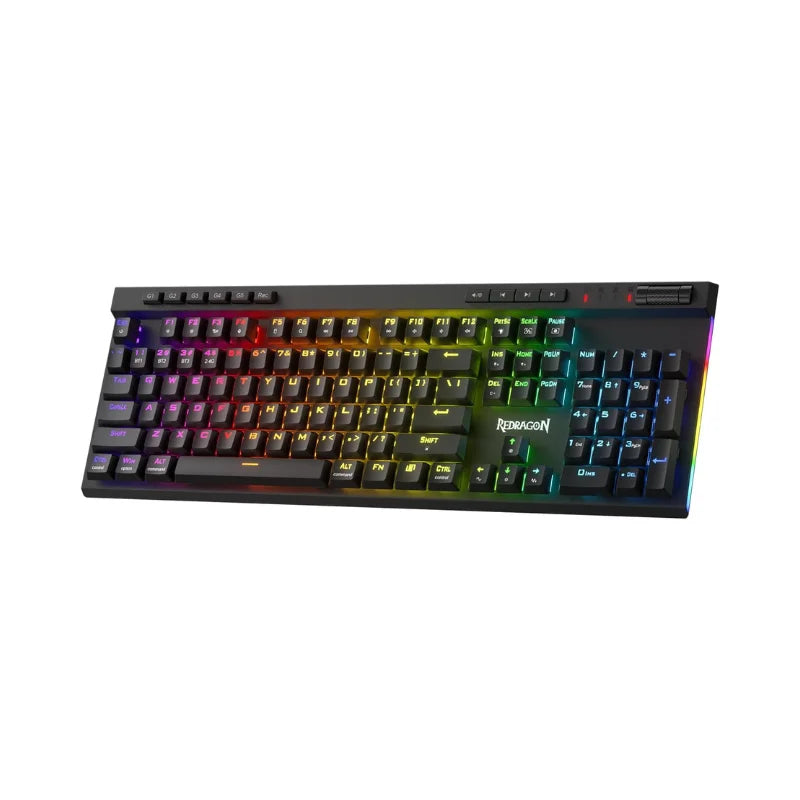 RGB keyboard with rainbow backlighting on a white background