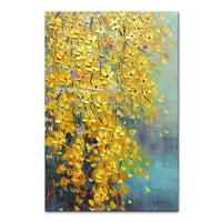 Arthyx,Abstract Texture 3D Gold Tree Landscape Oil Paintings on Canvas,Handmade Wall Art Picture For Living Room Home Decoration