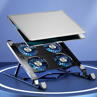 Notebook Stand with 2/4 Fans Foldable Laptop Cooling Fan RGB Silent Gaming Laptop Cooler Fan 7 Height for 11-17.3 Inch Laptops