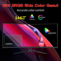 Monitor with sRGB wide color gamut and 144Hz display on a dark background