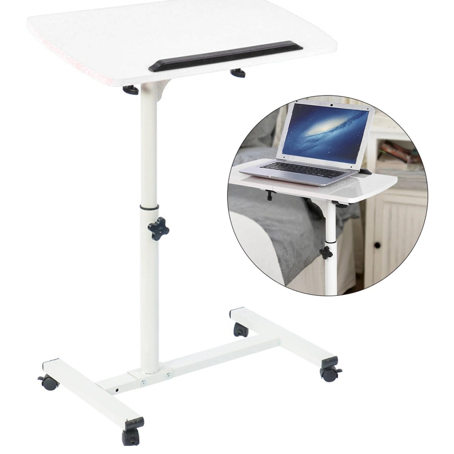 Portable Multifunctional Removable Laptop Desk with Wheels Bed Sofa Books Snack