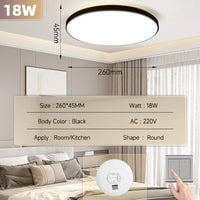 Black Led Ceiling Lamp 220V Dustproof Ceiling Panel Lamp Indoor Bathroom Lamp for Living Room Decor Ultra-thin LED Ceiling Light
