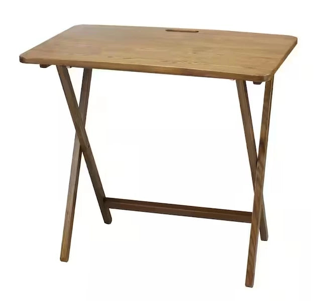 28 in W Warm Brown New Color Solid Red Oak Wood Folding Table