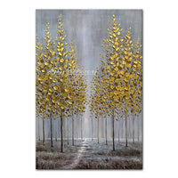 Arthyx,Abstract Texture 3D Gold Tree Landscape Oil Paintings on Canvas,Handmade Wall Art Picture For Living Room Home Decoration