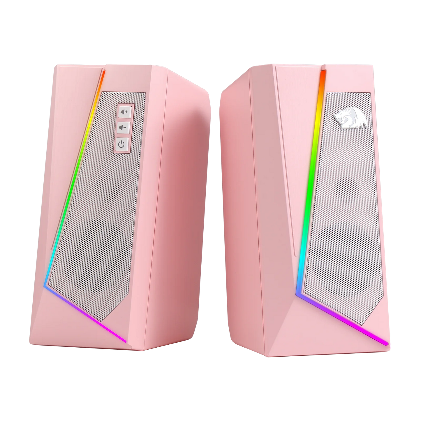 Redragon GS520 RGB Desktop Speakers, 2.0 Channel PC Stereo Speaker with 6 Colorful LED Modes, Enhanced Sound, White/Pink