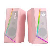 Redragon GS520 RGB Desktop Speakers, 2.0 Channel PC Stereo Speaker with 6 Colorful LED Modes, Enhanced Sound, White/Pink