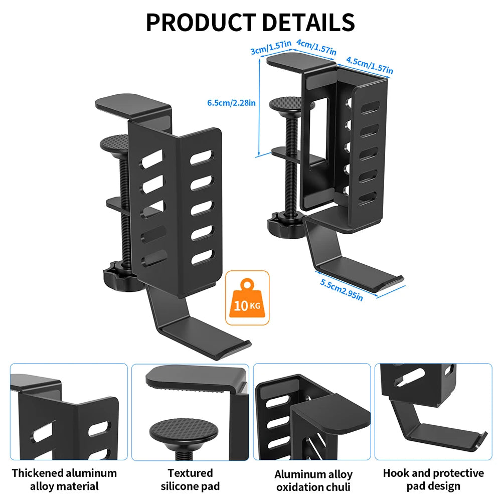 Desk Side Laptop Holder No Drill Desk Side Storage Organizer Side Desk Laptop Mount Clamp on Desk Organizer