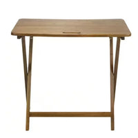 28 in W Warm Brown New Color Solid Red Oak Wood Folding Table