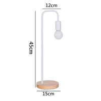 Nordic E27 LED Wooden Desk Lamps Vintage Black White Iron Table Lights Rod Countryside Style Bedside Reading Table Lighting