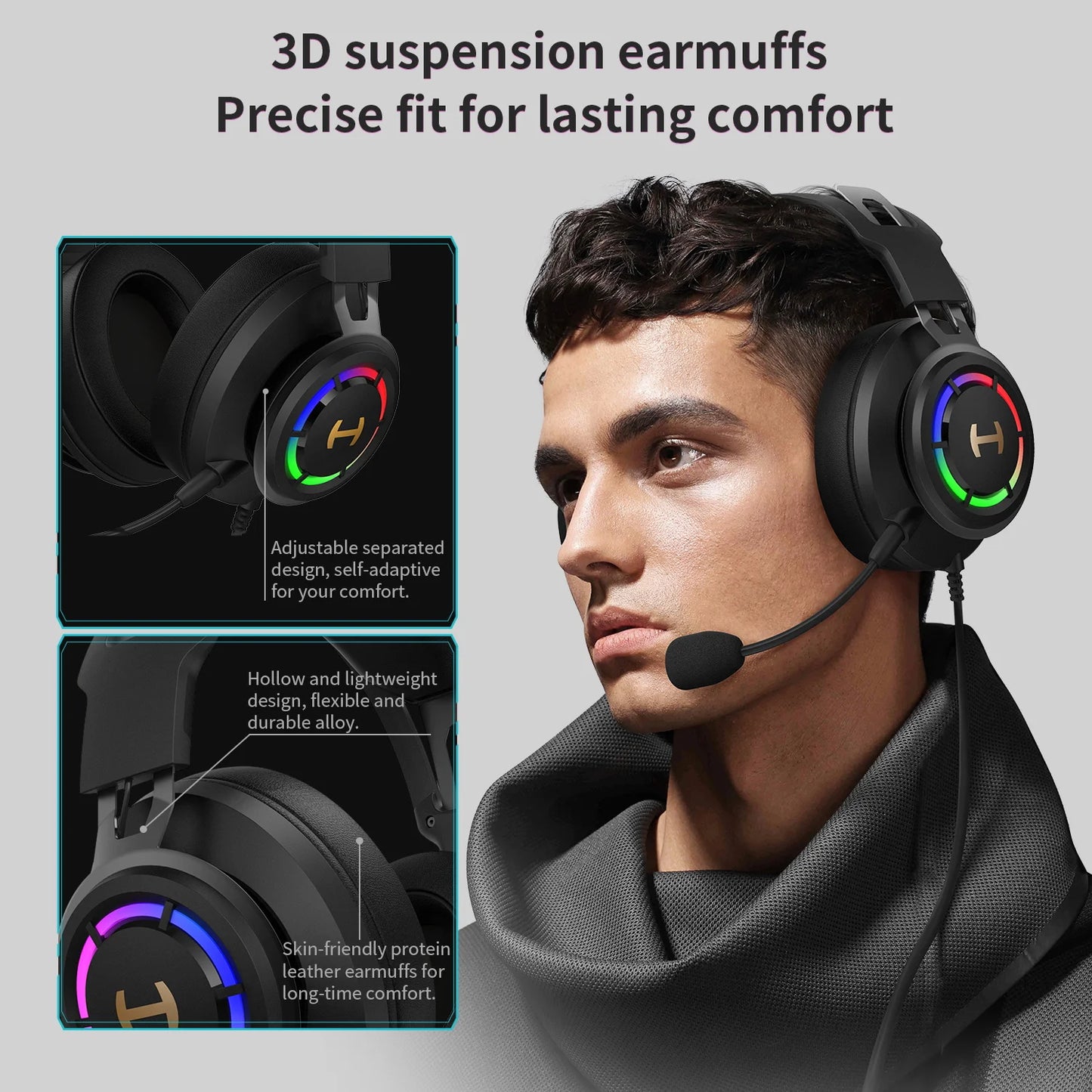 Edifier G35 PC Gaming Headset USB Over-Ear Headphone with 7.1 Hi-Res Surrounding Sound RGB Light for PC PS4 Gaming Accessories