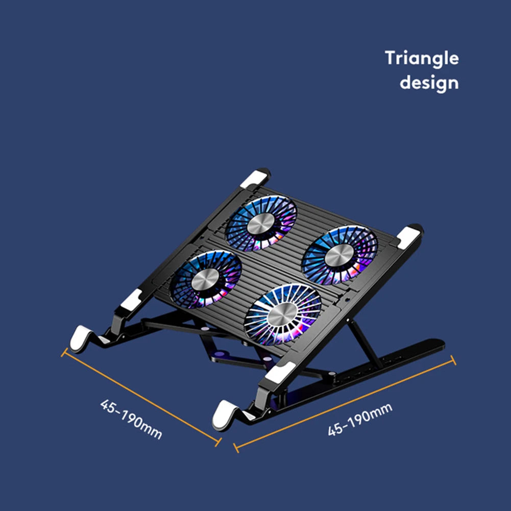 Notebook Stand with 2/4 Fans Foldable Laptop Cooling Fan RGB Silent Gaming Laptop Cooler Fan 7 Height for 11-17.3 Inch Laptops