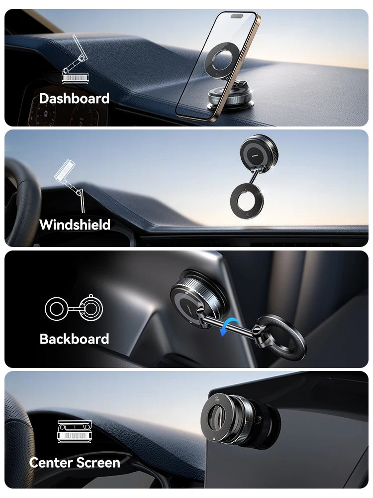 Joyroom Magnetic Suction Cup Phone Mount Vacuum Magnetic Car Phone Holder Mount With 360° Metal Strut for iPhone Samsung Xiaomi
