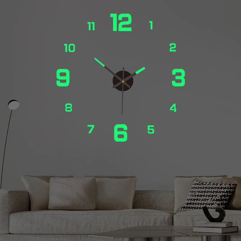 Simple and Creative Night Light Silent DIY Wall Clock, Living Room and Bedroom Silent Clock,  Wall Home Decoration Clock ﻿