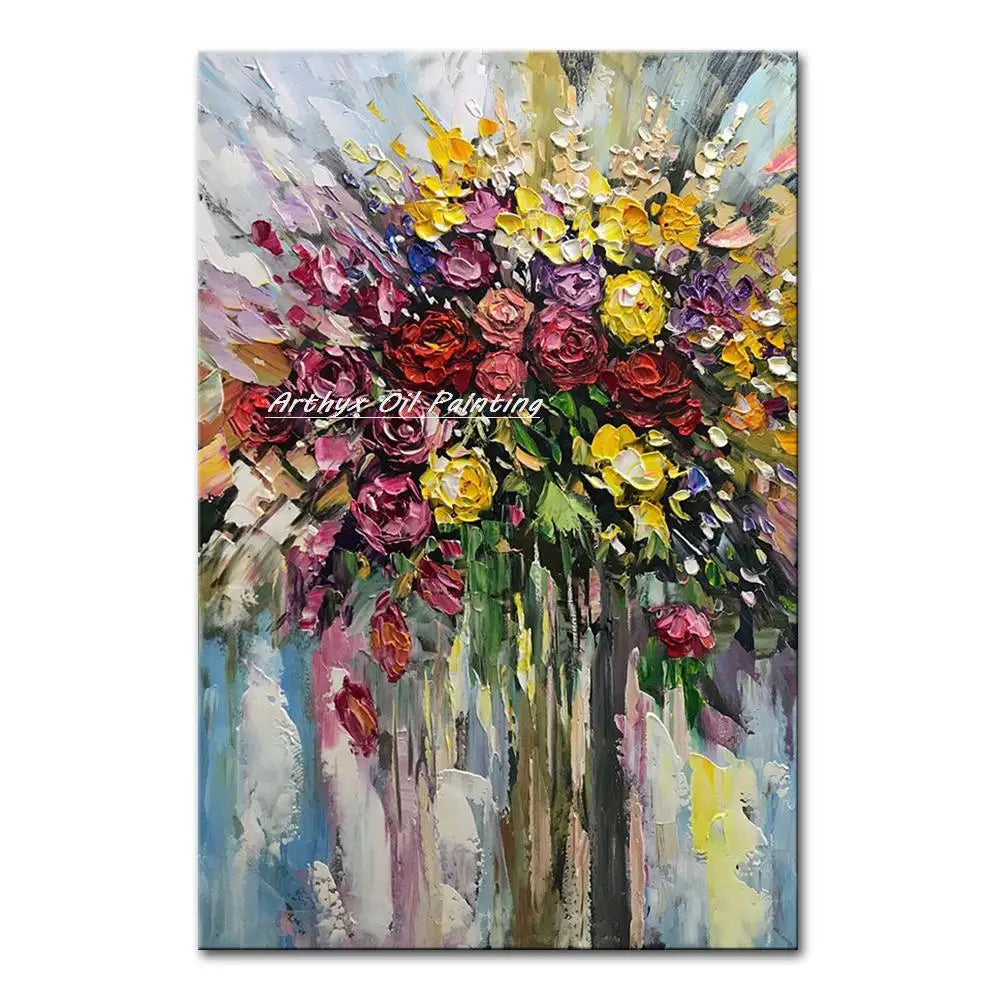 Arthyx,Abstract Texture 3D Gold Tree Landscape Oil Paintings on Canvas,Handmade Wall Art Picture For Living Room Home Decoration