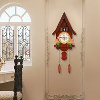 Creative Wall Clock for Living Room Decor Indoor Plastic Reddish-brown Decorative Wall Clock Battery Operated Silent Clock