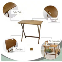 28 in W Warm Brown New Color Solid Red Oak Wood Folding Table