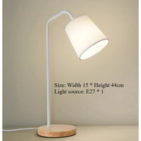 Nordic E27 LED Wooden Desk Lamps Vintage Black White Iron Table Lights Rod Countryside Style Bedside Reading Table Lighting
