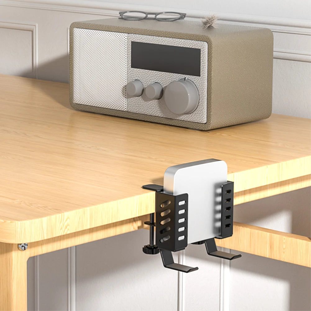 Desk Side Laptop Holder No Drill Desk Side Storage Organizer Side Desk Laptop Mount Clamp on Desk Organizer