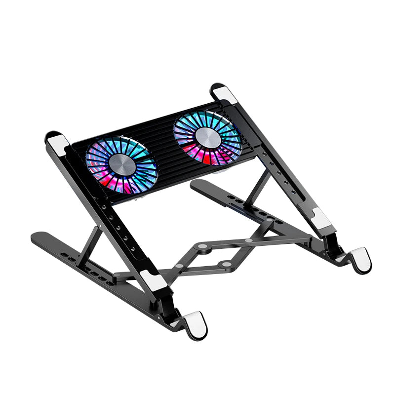Notebook Stand with 2/4 Fans Foldable Laptop Cooling Fan RGB Silent Gaming Laptop Cooler Fan 7 Height for 11-17.3 Inch Laptops