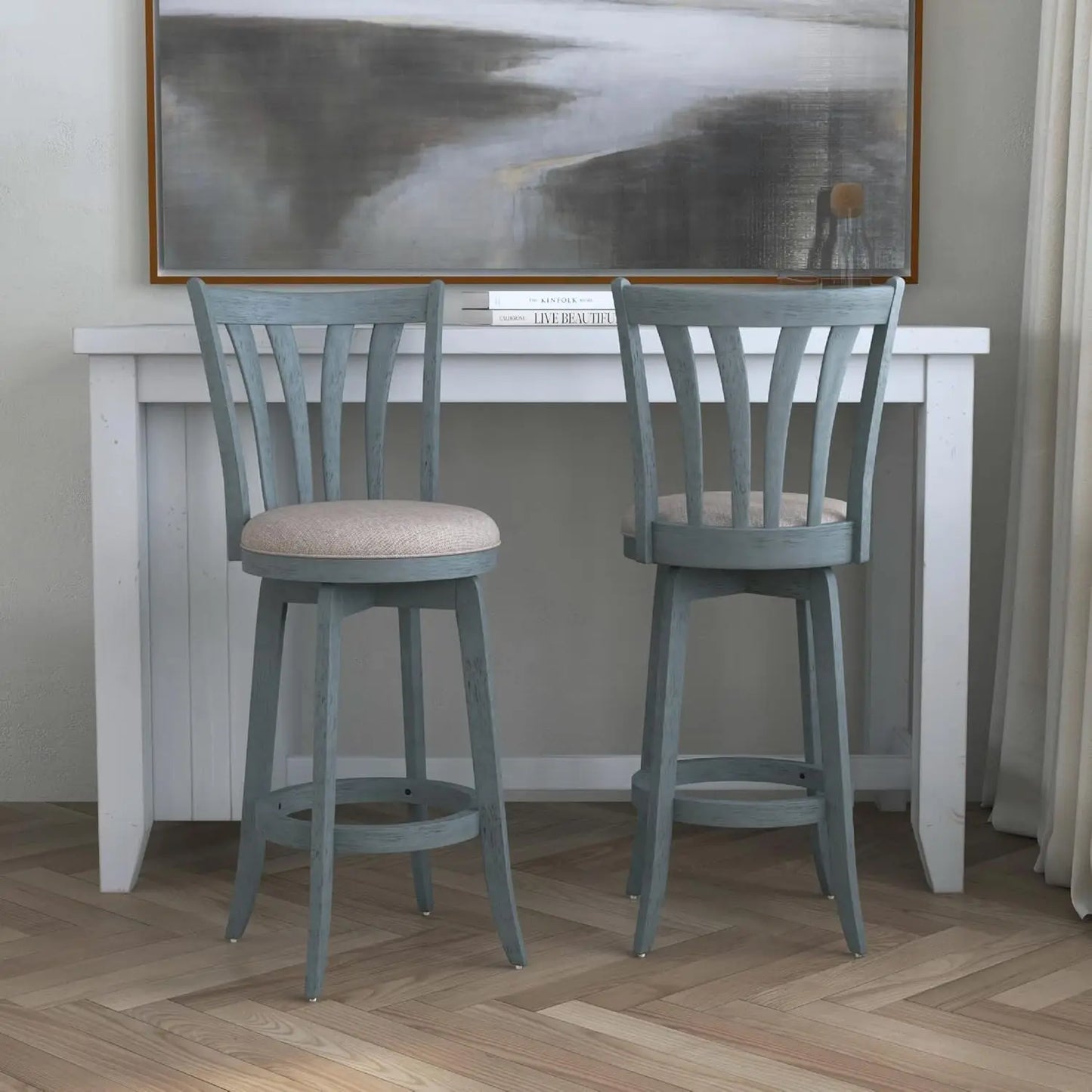 Bar Height Stool, 30" high, Blue Wire Brush
